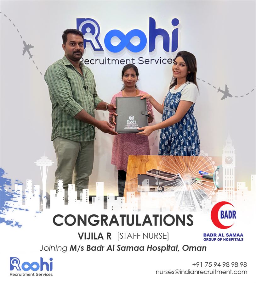 Vijila R — placed by Roohi at Badr Al Samaa Hospital, Oman